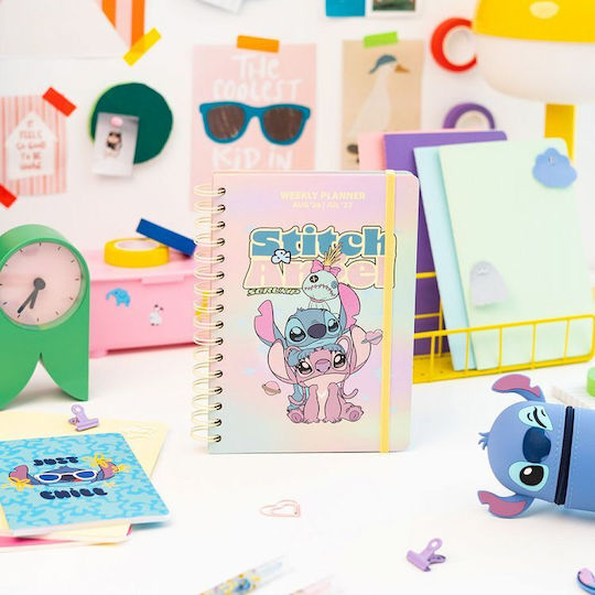 Academic Diary Spiral Hardcover 2026/2027 Weekly 12 Months 15x21cm Disney Lilo & Stitch