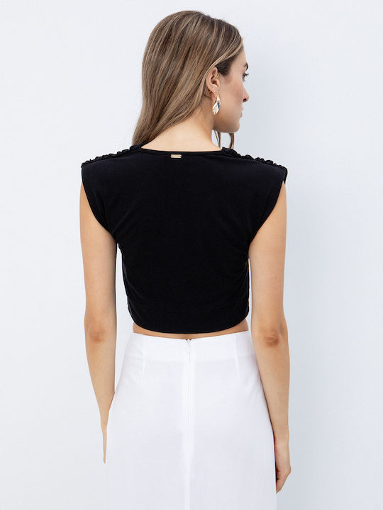 Γυναικείο Καλοκαιρινό Crop Top Απλικέ Στοιχείο
