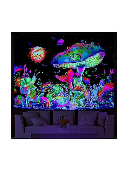 FRIPIA Wandbehang Handgefertigte Bunte Pilze & Fantasy Wald UV Mehrfarbig aus Stoff 150x130cm