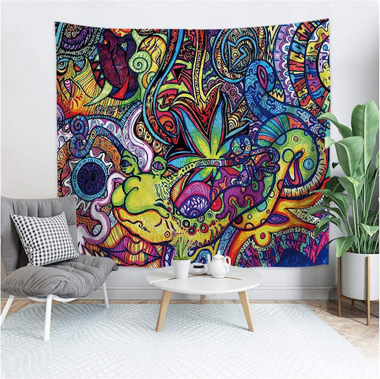 FRIPIA Wandbehang Handgefertigt Bunt aus Stoff 150x130cm