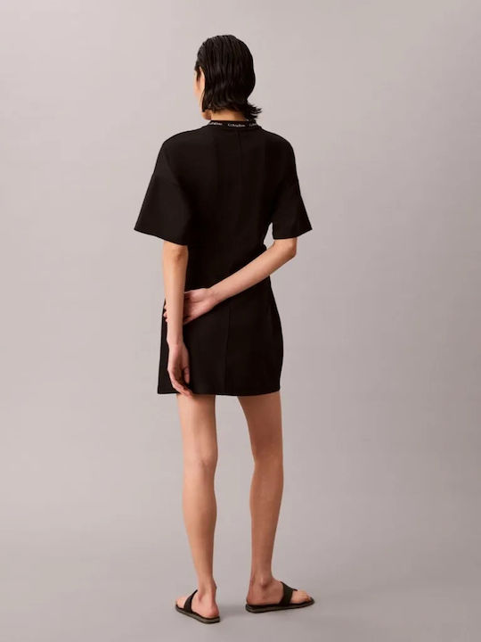 Milano Summer Mini T-Shirt Dress Drape Black