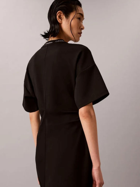 Milano Summer Mini T-Shirt Dress Drape Black