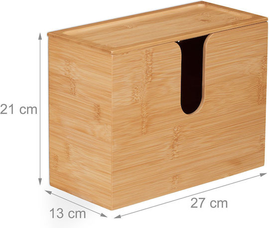 Relaxdays Suport Pentru Prosoape De Hârtie Din Lemn Bej 27x13x21cm 10045315