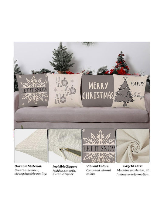 Weihnachtsdekorative Kissenbezüge Set 4 Stück 45x45 cm