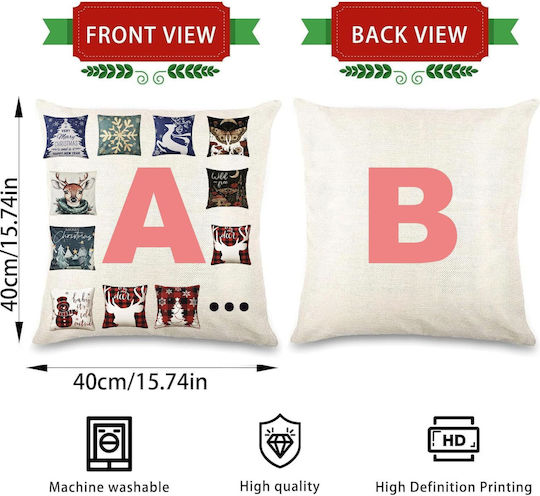 Set 4 Bucăți Fețe De Pernă Din In De Crăciun 40x40 Cm Perne Decorative