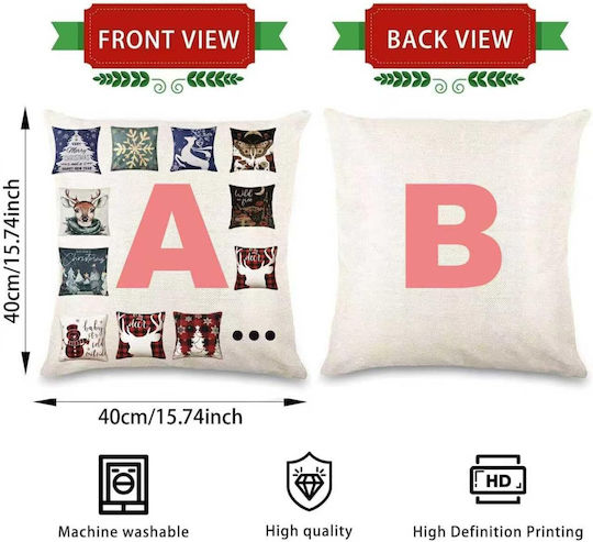 Set 4 Fețe De Pernă Decorative De Crăciun 40x40 Cm