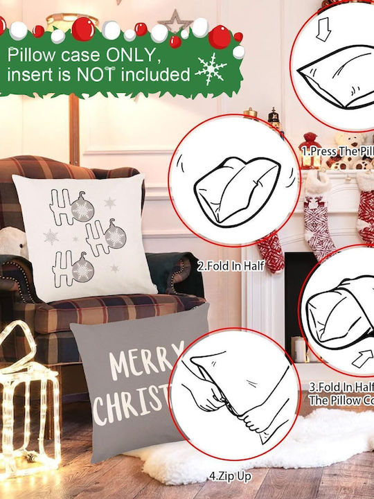 Set 4 Christmas Decorative Pillowcases 40x40 Cm