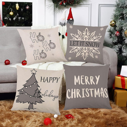 Set 4 Fețe De Pernă Decorative De Crăciun 40x40 Cm