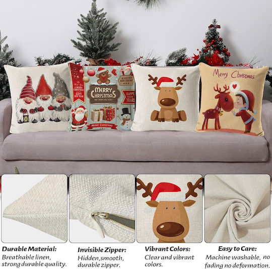 Weihnachtsdekorative Kissenbezüge Set 4 Stück 50x50 cm