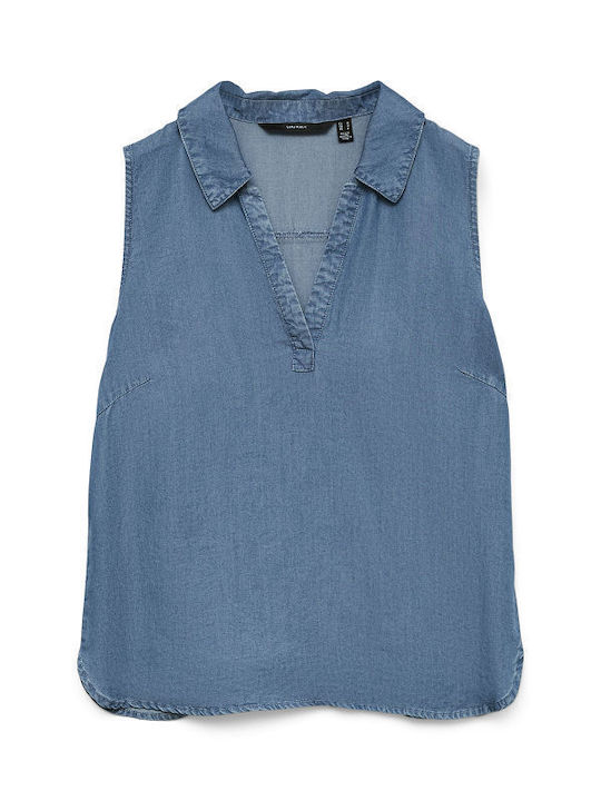 Harper Damen Bluse Ärmellos Medium Blue Denim