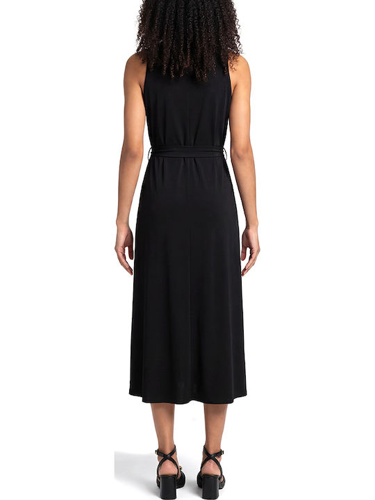 Summer Midi Dress for Wedding Christening Satin Open Back Black