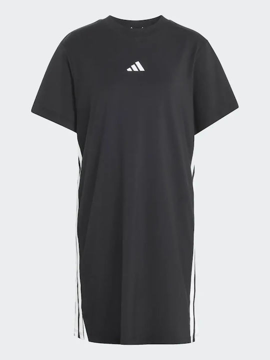 Essentials 3-stripes Καλοκαιρινό Mini Αθλητικό Φόρεμα T-shirt Κοντομάνικο Black/white