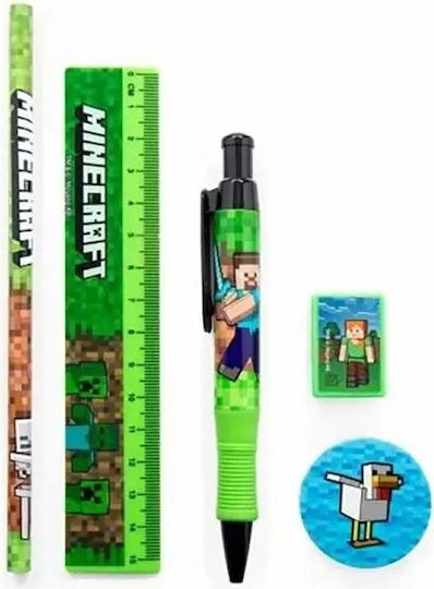 Pyramid International Kids Stationery Set With Pencil Sharpener Eraser Pen Ruler and Pencil Case 5 Pieces
