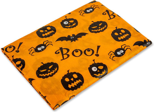 Halloween Decor Tablecloth Flannel 132 X 178 Cm Orange Black Pumpkin Bat
