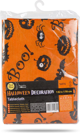 Halloween Decor Tablecloth Flannel 132 X 178 Cm Orange Black Pumpkin Bat