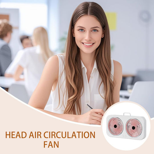 Ventilator Portabil De Birou Ventilatoare Duble USB Reîncărcabil 3 Viteze Design Compact Alb Roz Pentru Casă Birou