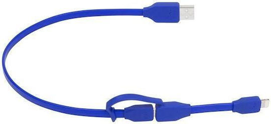 Tylt Duo Data Cable Lightning Microusb 0.6m Blue