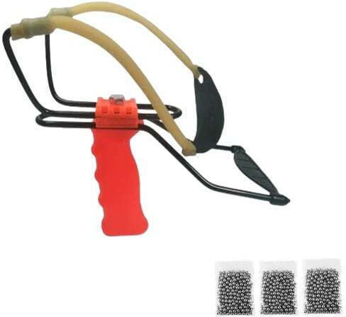 Set Profesional Praștie Metalică Suport Pentru Antebraț 300 Bile Metalice 11 Mm Depox 20 Cm Portocaliu
