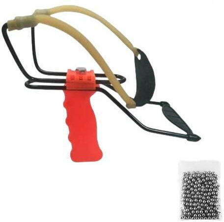 Set Profesional Praștie Metalică Suport Antebraț 100 Bile Metalice 12 Mm 20 Cm Portocaliu