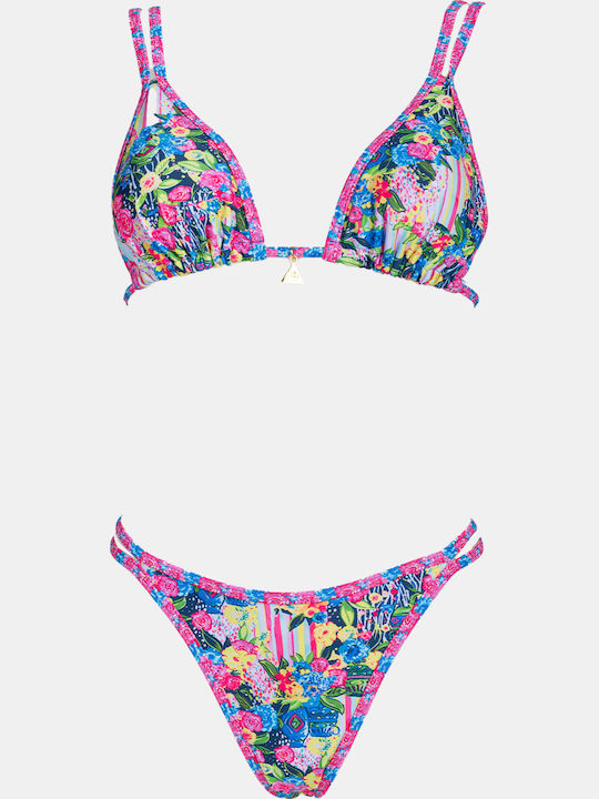Set Bikini Τριγωνάκι Floral Ροζ