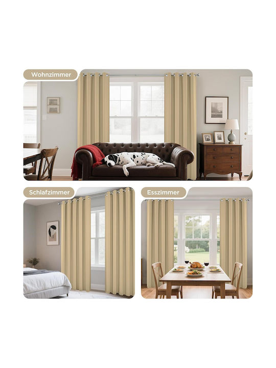 Joydeco Set Perdele Opace Cu Capse Bej 132x210cm