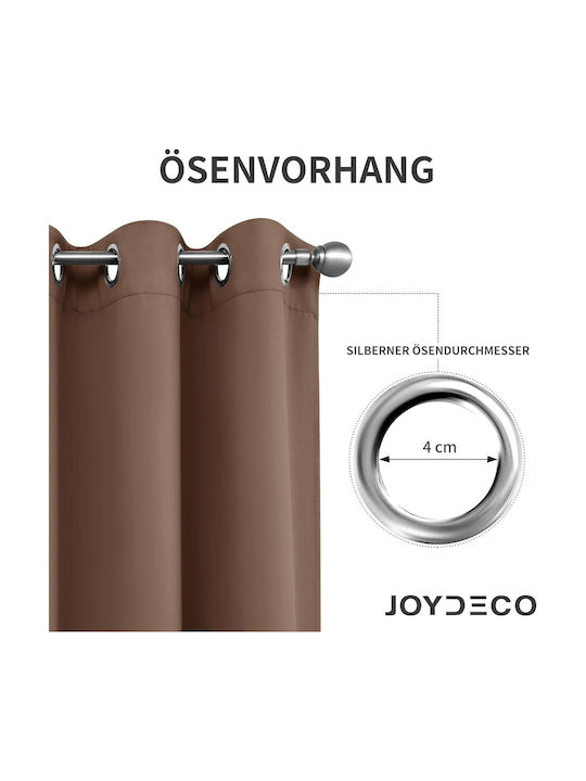 Joydeco Σετ Κουρτίνες Συσκότισης με Τρουκς Brown 140x260εκ.