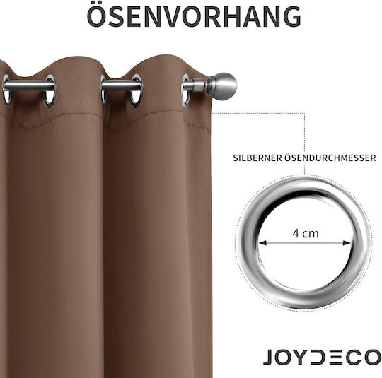 Joydeco Σετ Κουρτίνες Συσκότισης με Τρουκς Brown 140x260εκ.