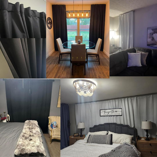 Joydeco Σετ Κουρτίνες Συσκότισης με Τιράντες Gray 132x210εκ.