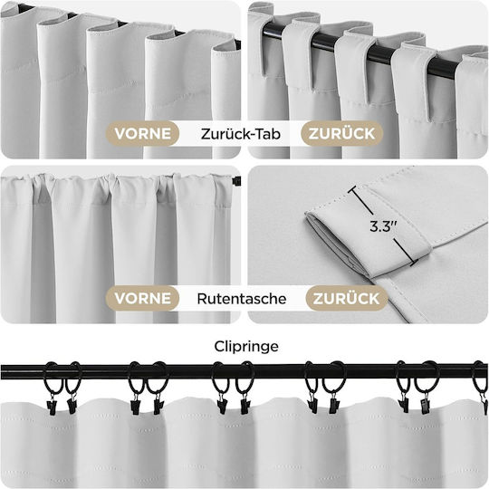 Joydeco Σετ Κουρτίνες Συσκότισης με Τιράντες Gray 132x210εκ.