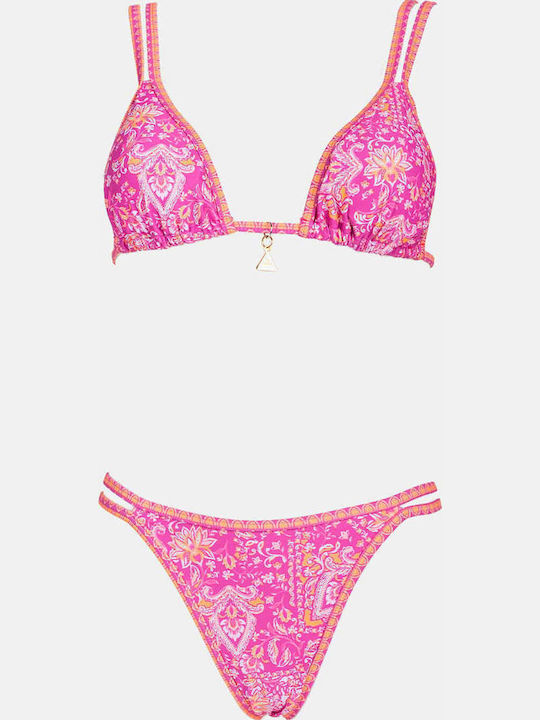 Set Bikini Τριγωνάκι Push Up Floral Ματζεντα