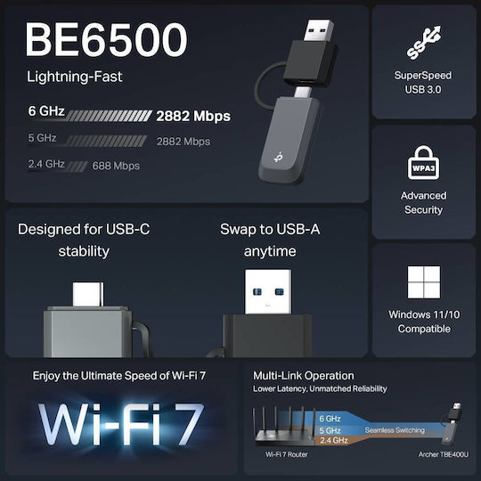TP-LINK Archer TBE400U USB Network Adapter with Wireless Wi-Fi Connection