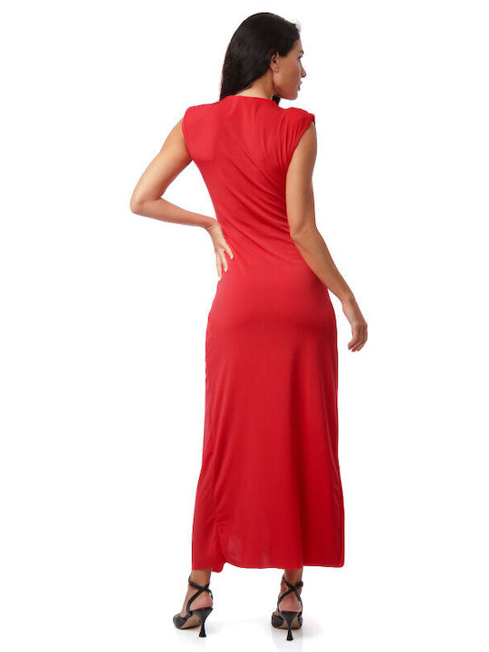 Sommer Midi Damenkleid Satin Rot