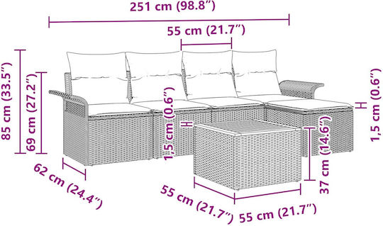 Garten- und Outdoor-Möbelsets Wohnbereich 6 Stück Schwarz mit Kissen