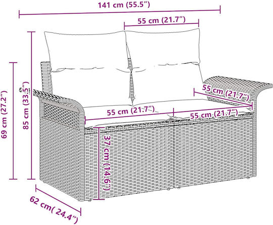 Garten- und Outdoor-Möbelsets Wohnbereich 6 Stück Schwarz mit Kissen