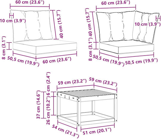vidaXL Garden & Outdoor Furniture Set 7 Pieces Natural and Black with Pillows