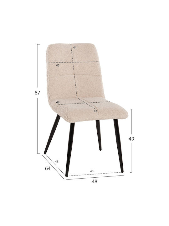 Dining Room Chair with Fabric Upholstery White 48x64x87cm