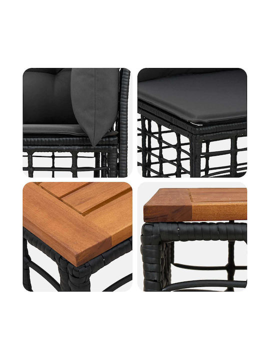 Garten- und Outdoor-Möbelsets 14 Stück Schwarz mit Kissen