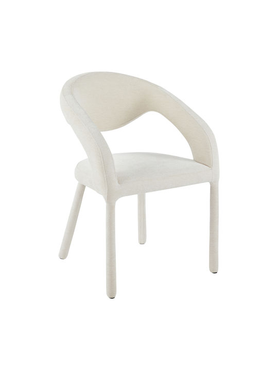 Ofilia Dining Armchairs with Fabric Upholstery Ecru 2pcs 58x54.5x85.5cm