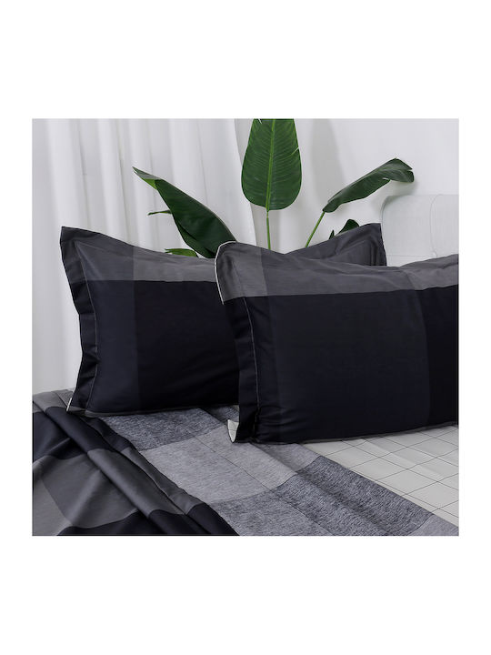 Beauty Home 12696 Set Bed Sheets Super King 230x260cm Gray 4 Pieces