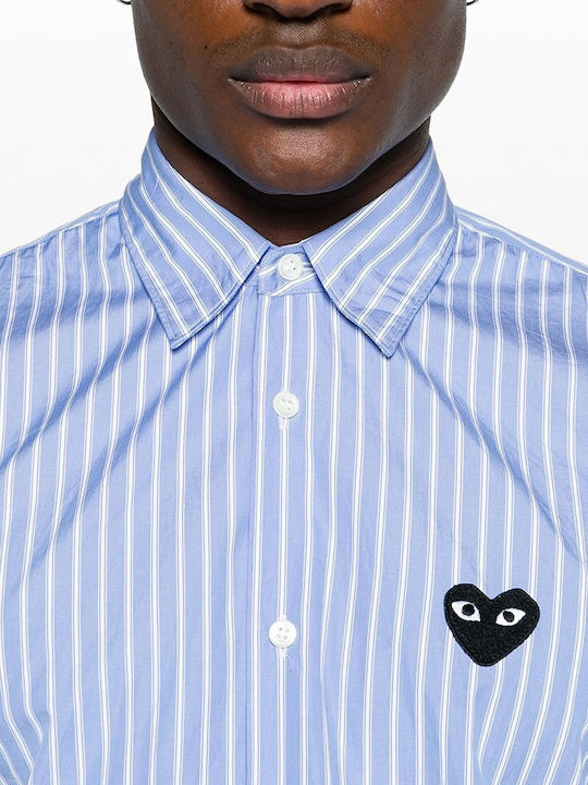 Short Sleeve Striped Blue Shirt