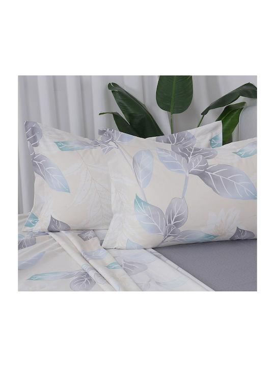 Beauty Home 12692 Set Of Double Bed Sheets With Rubber Hugger 165x200+30cm Beige 4 Pieces 12692SEYDL
