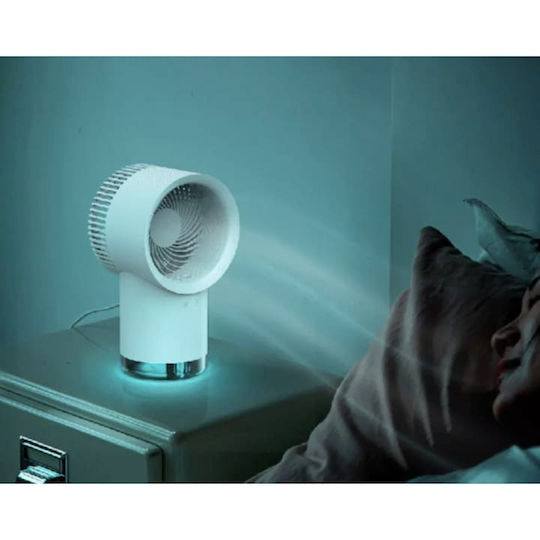 4-in-1 Tragbarer Schreibtischventilator Luftbefeuchter Funktion 3 Geschwindigkeitsstufen Kabellose Bedienung Usb Aufladung Weiß