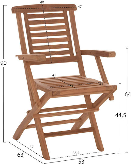 Градински Стол Teak 53x63x90см