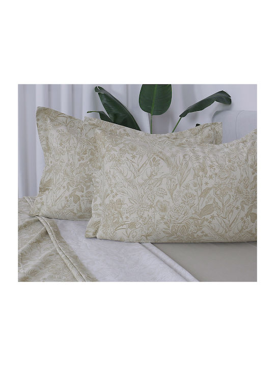 Beauty Home 12689 Σετ Σεντόνια Υπέρδιπλα με Λάστιχο 165x200+30εκ. Μπεζ (4τμχ)