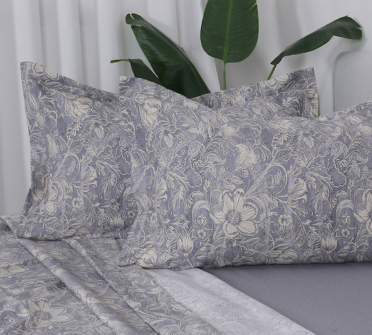 Beauty Home 12679 Set Of Double Bed Sheets With Rubber Hugger 165x200+30cm Gray (4 Pieces) 12679SEYDL