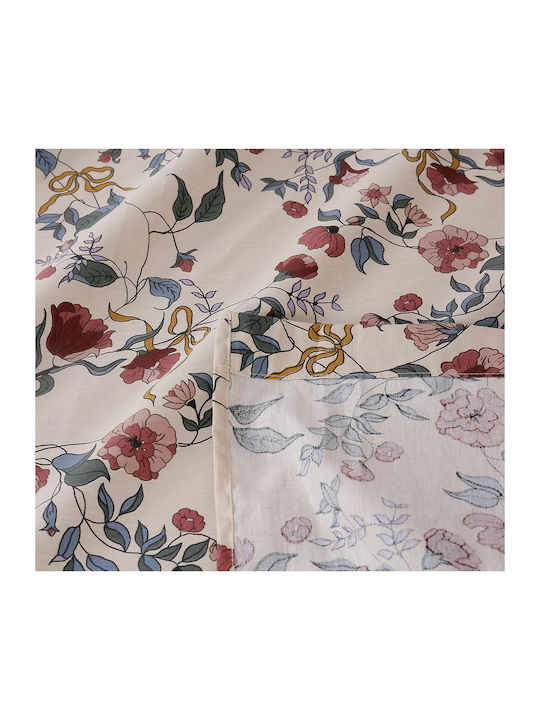 Beauty Home 12676 Set Of Double Bed Sheets With Rubber Hugger 165x200+30cm Beige 4 Pieces