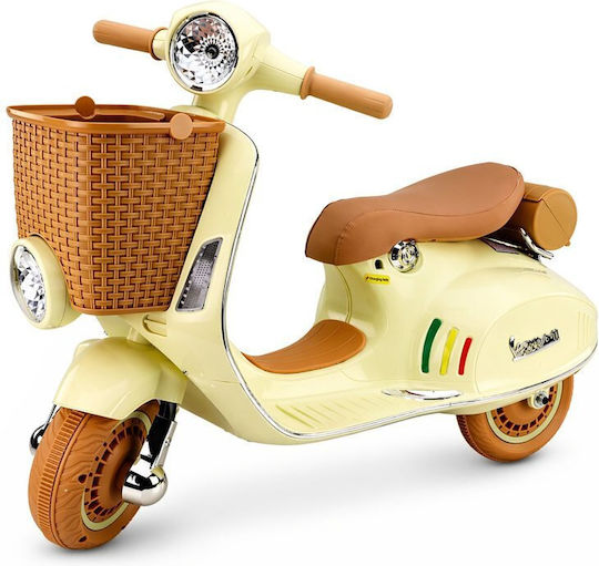 Motocicletă Pentru Copii Vespa Electrică 12 Volți Bej Pentru 3+ Ani