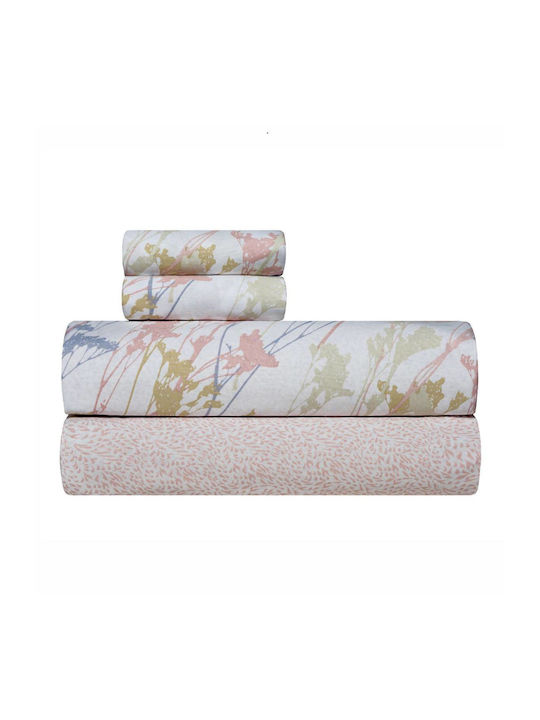 Kentia Breza Double Bed Sheet Set 240x270cm Dusty Pink (4pcs)