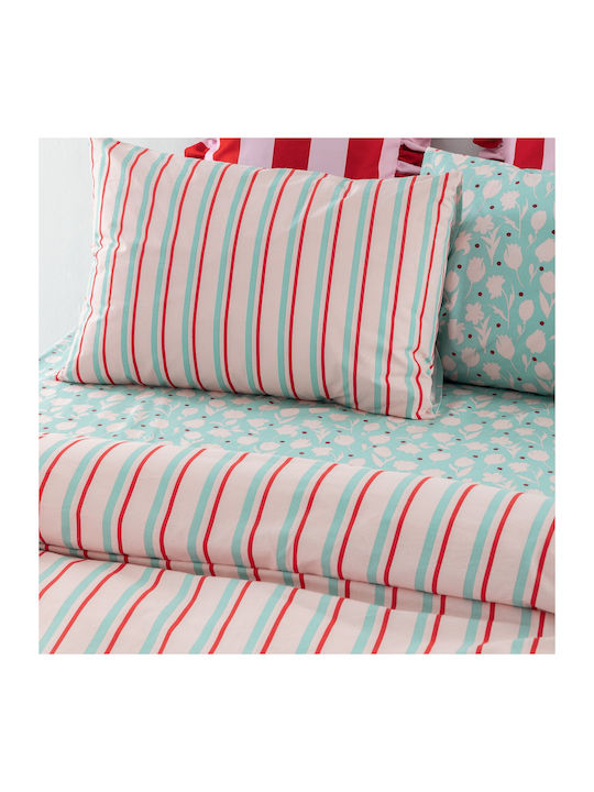 Palamaiki City Life Cl202 Set Bed Sheets for Single Bed with Rubber Hugger 110x200+32cm Pink (3 Pieces)