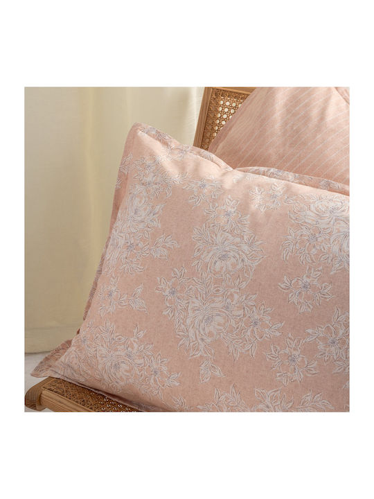 Palamaiki Estella Bed Sheet Set King Size with Rubber Hugger 240x260+32cm Coral 4 Pieces